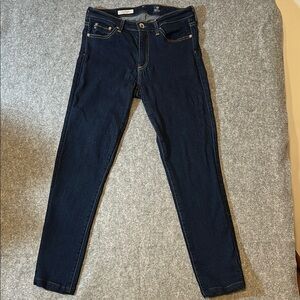 AG Adriano Goldschmied Women’s Blue Mid-Rise Cigarette Jeans 5 Pocket Si…